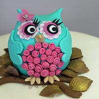 Mummy Owl and Owlets Baby Shower Cake