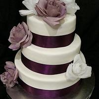 3 Tiered Purple Wedding Cake