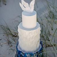 Wafer Paper Beach Wedding Cake.