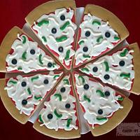 Pizza themed iced cookies