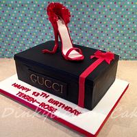 Gucci inspired stiletto shoe and shoebox