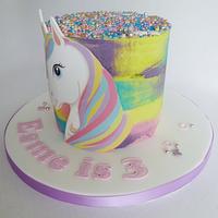 Rainbow unicorn buttercream cake