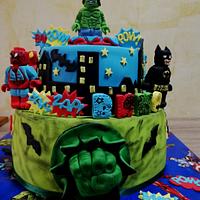 Lego super heroes cake