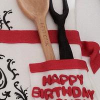 Damask Apron with Edible Cooking Utensils 