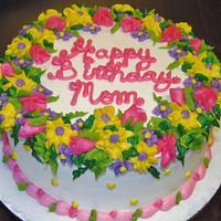 mixed buttercream floral birthday cake