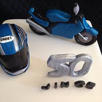 Honda Motorcycle and Shoei helmet 50th birthday cake