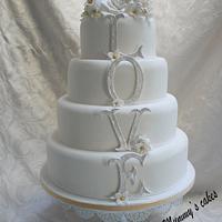 4 Tier Monogram 'LOVE' Wedding Cake