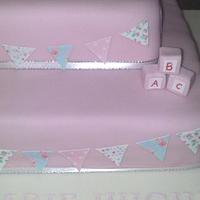 pink bear and bunting