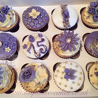 Purple and gold cupcakes for a 75th birthday