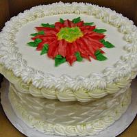 Single Buttercream Poinsettia cake