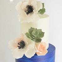 Blue And White Wedding Cake 