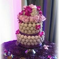 Gray and Purple Hombre Cake Bite Wedding Cake w/ Cutting Cake