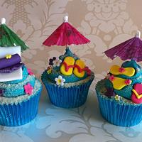 Beach themed cupcakes