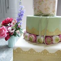 Jade Ranunculus Wedding Cake