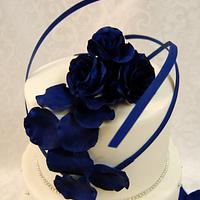 Navy Blue Rose wedding Cake