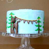 Deer with Flag Bunting Baby Shower Cake