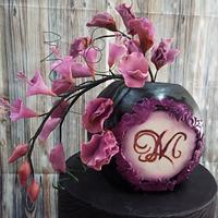 Wedding cake blak & purple