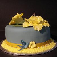 Yellow spring flowers cake for Bride Heather