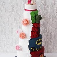Avengers His and Hers Wedding cake