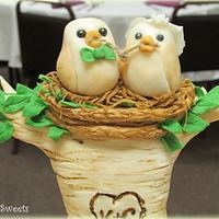 Love Birds Tie the Knot Wedding Cake