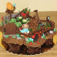 Peter Rabbit in the Garden Cupcake Cake