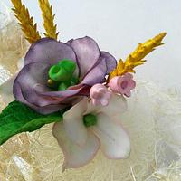 Eustoma and hydrangea in a little bouquet