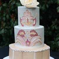 Leaf Motif Wedding Cake