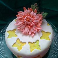 Chrysanthemum Flower Birthday Cake