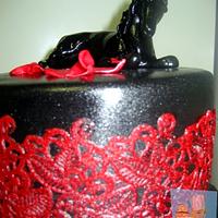 Black and red cake