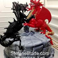 Red dragon vs Black dragon cake