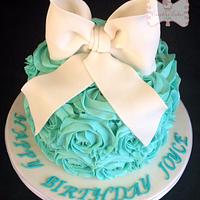 Tiffany blue rosette cake