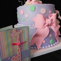 Pink and Purple buttercream baby shower cake