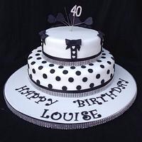 Black and white birthday cake
