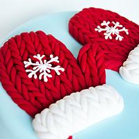 Christmas cake with mittens