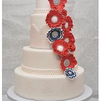 Cascading Flowers Wedding Cake