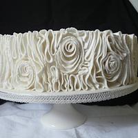 White ruffles wedding cake