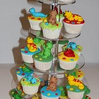 Reptile theme birthday cupcake tower