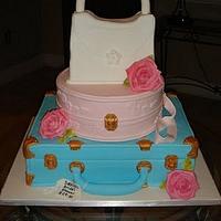 Travel themed bridal shower cake