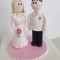 Pink rose wedding cake