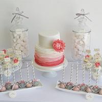 Coral and Grey Dessert Table