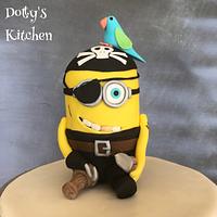 Pirate minion on a drum cake