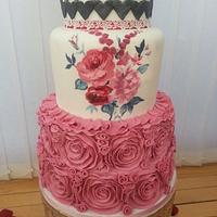 Valentine's Pink and Grey Wedding cake