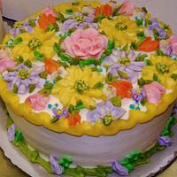 Cheerful buttercream birthday cake