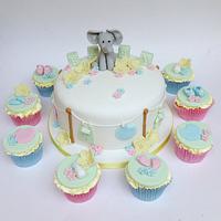 Baby Shower Cake and Cupcakes