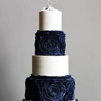 Blue Suede Rosette Wedding Cake