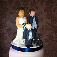 Handmade bride and groom cake topper
