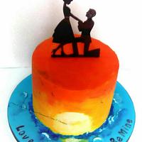 Sunset Theme Engagement Cake
