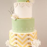 Lemon & Lime Chevron Wedding Cake