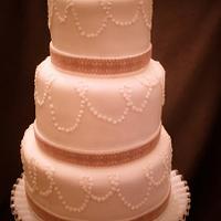Lace Ribbon Wedding Cake