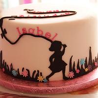 Girls Silouette and Kite Cake